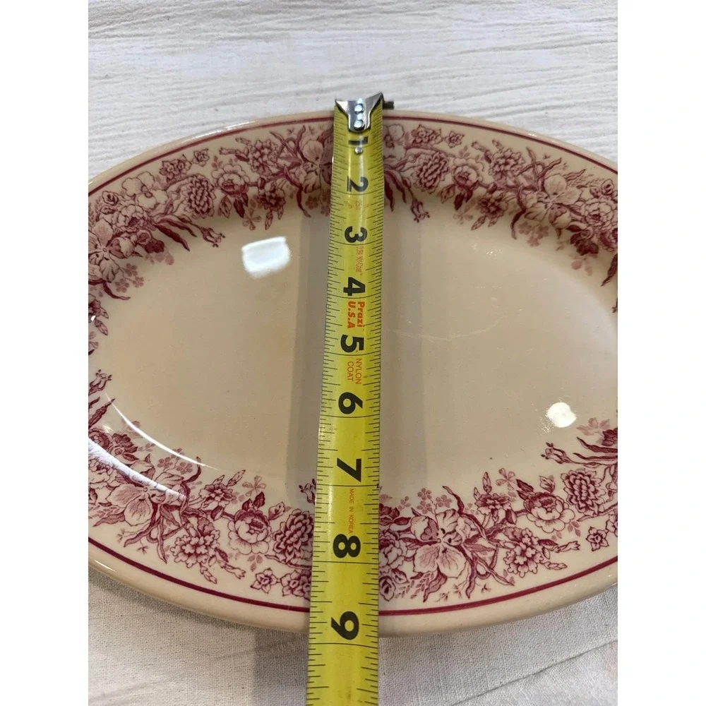 Shenango China Inca Ware Oval Serving Platter Pink Floral Cream 12.5